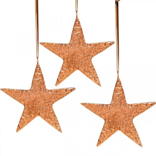 Etoile décorative à accrocher, décoration de l&#39;Avent, pendentifs métal couleur cuivre 12×13cm 3pcs