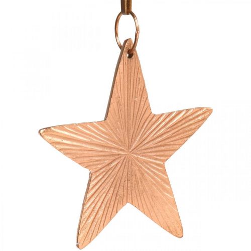 Article Pendentif étoile, décoration de Noël, décoration en métal couleur cuivre 9,5 × 9,5cm 3pcs