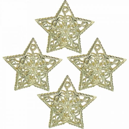 Floristik24 Eparpillement décoration étoiles, attache guirlande lumineuse, Noël, décoration métal doré Ø6cm 20 pièces