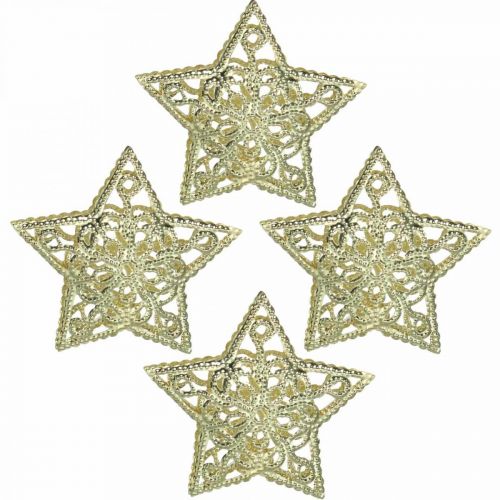 Étoiles de décoration à disperser, fixation guirlande lumineuse, Noël, décoration en métal doré Ø6cm 20 pcs