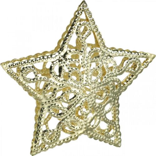 Article Eparpillement décoration étoiles, attache guirlande lumineuse, Noël, décoration métal doré Ø6cm 20 pièces