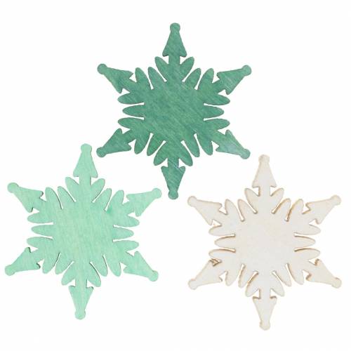 Floristik24 Déco de Noël à parsemer Etoile Vert, Blanc Assortie 4cm 72pcs