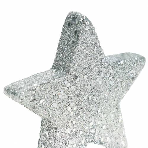 Article Décoration à disperser étoiles avec paillettes Ø6,5cm argent 36 pcs