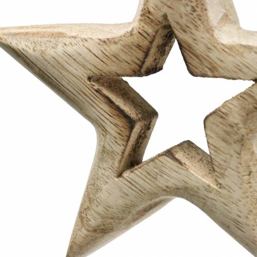 Floristik24 Étoiles en bois à suspendre en bois de manguier 10,5–11,5 cm 8 pcs