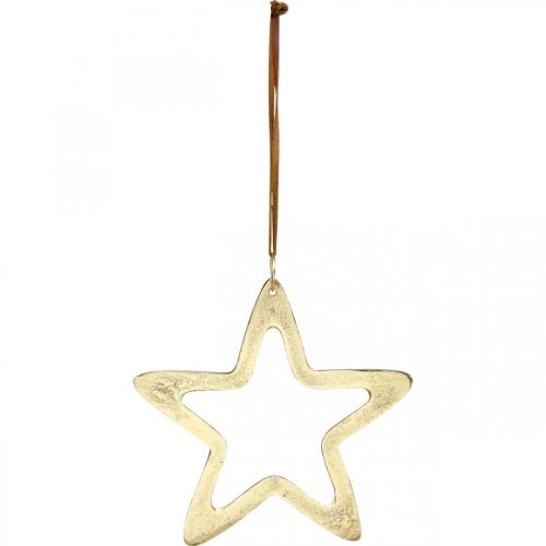Article Pendentif Noël, décoration étoile pour l'Avent, décoration étoile dorée 14×14cm