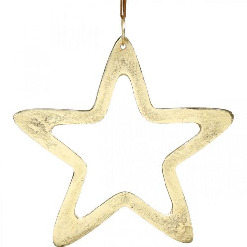 Pendentif Noël, décoration étoile pour l&#39;Avent, décoration étoile dorée 14×14cm