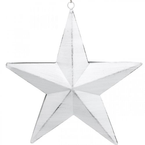 Etoile à accrocher, décorations de sapin de Noël, décoration métal blanc 19,5 × 18,5cm | Floristik24.be
