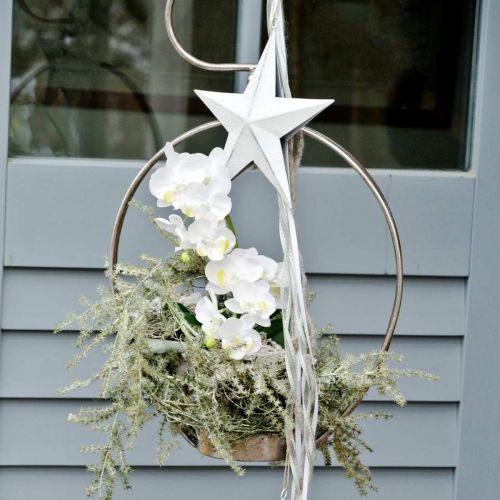 Etoile à accrocher, décorations de sapin de Noël, décoration métal blanc 19,5 × 18,5cm | Floristik24.be