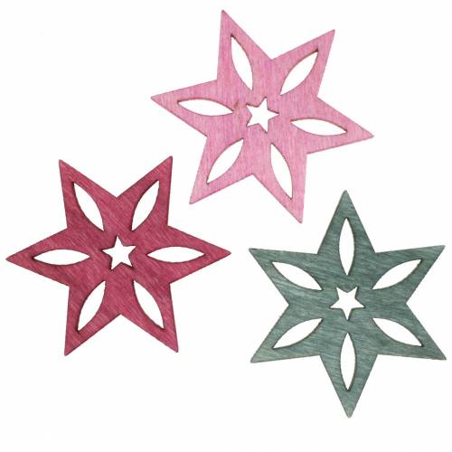 Décoration à disperser étoile rose, gris bois assorti 4cm 72 pcs