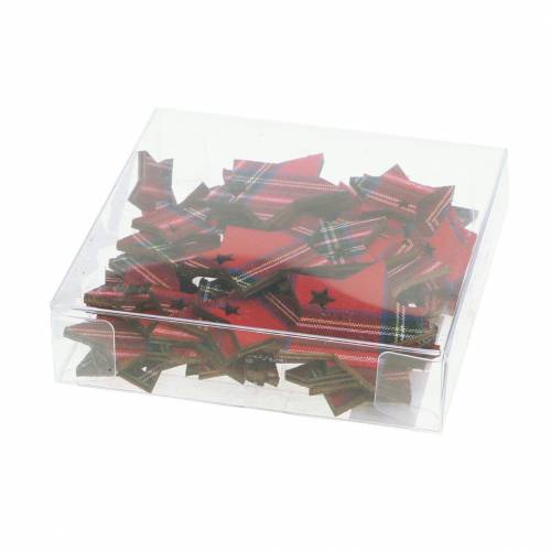 Floristik24 Décoration à disperser étoile à carreaux rouge assorti 3/4/5cm 48 pcs