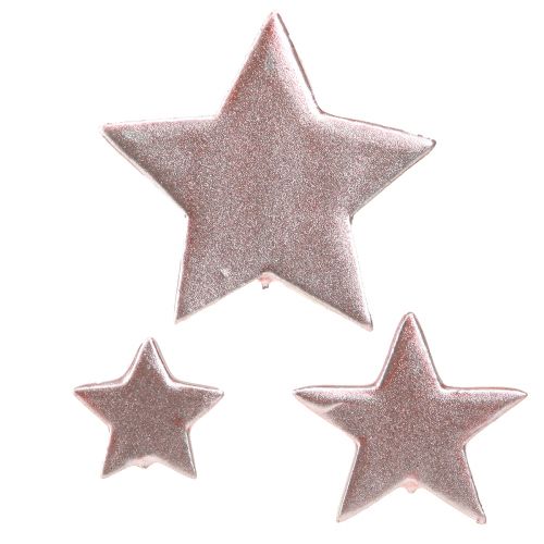 Article Décoration étoile de Noël rose Ø3/5/7 cm – 2e choix – 44 pièces