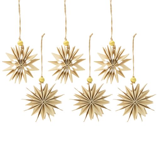 Article Étoiles en papier, couleurs naturelles, Ø10cm, lot de 6