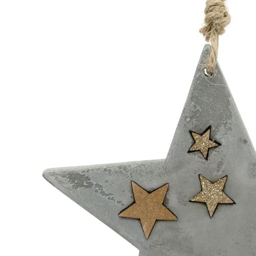 Floristik24 Étoiles de Noël à suspendre en béton gris-or 11,5cm 3pcs