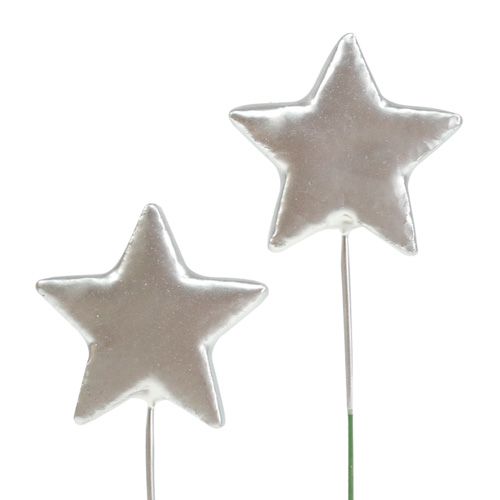 Floristik24 Etoiles sur fil argent 5cm L23cm 48 pcs