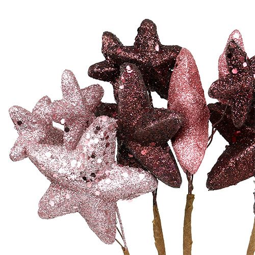 Article Lot d&#39;étoiles rose pailleté, Bordeaux 60cm 5pcs