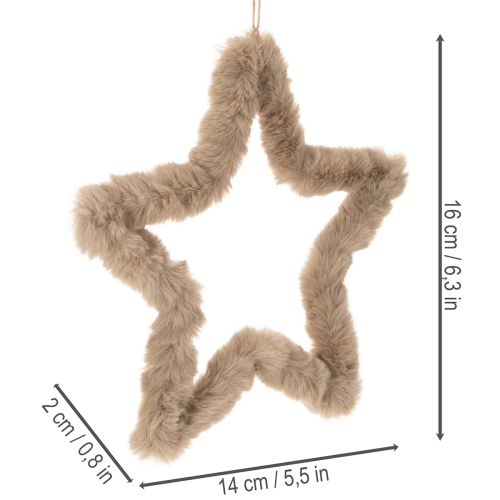 Décoration décorative en fausse fourrure en forme d'étoile à suspendre, 30 cm, lot de 3 | Floristik24.be