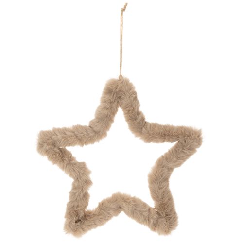 Décoration décorative en fausse fourrure en forme d'étoile à suspendre, 30 cm, lot de 3 | Floristik24.be