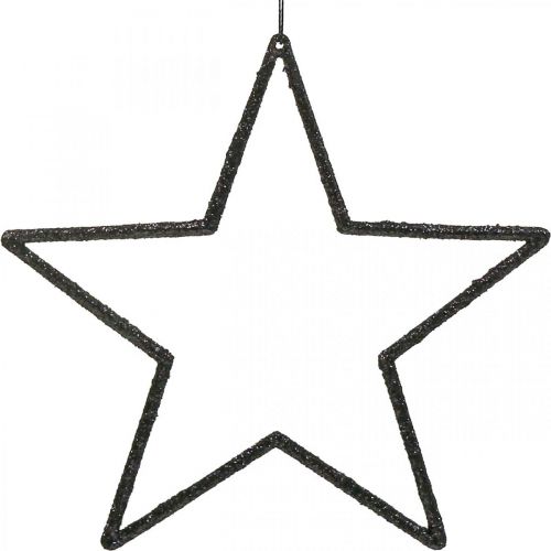 Floristik24 Pendentif étoile de décoration de Noël paillettes noires 17,5 cm 9 pièces
