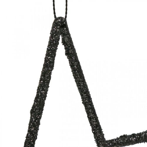 Article Pendentif étoile de décoration de Noël paillettes noires 17,5 cm 9 pièces