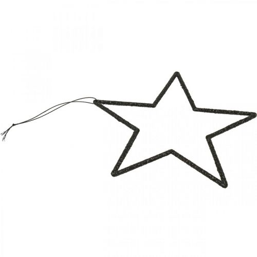 Article Pendentif étoile de décoration de Noël paillettes noires 17,5 cm 9 pièces