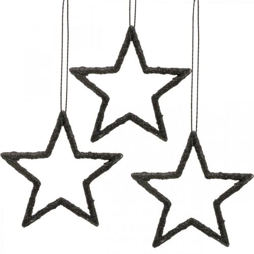 Article Décoration de Noël pendentif étoile paillettes noires 7,5cm 40p