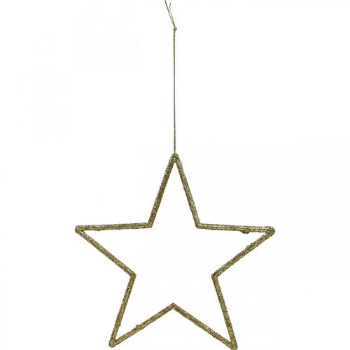 Article Décoration de Noël pendentif étoile paillettes dorées 17,5cm 9pcs