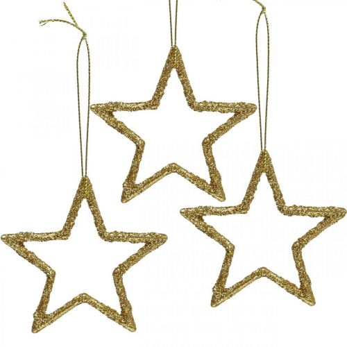 Floristik24 Pendentif étoile de décoration de Noël paillettes dorées 7,5 cm 40 pcs