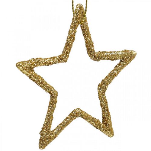 Article Décoration de Noël pendentif étoile paillettes dorées 7,5cm 40p