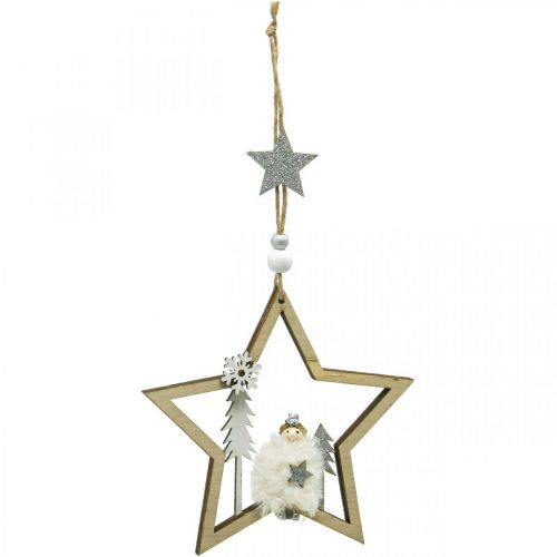 Floristik24 Décoration de Noël étoile cintre déco en bois Ø13,5cm 4pcs
