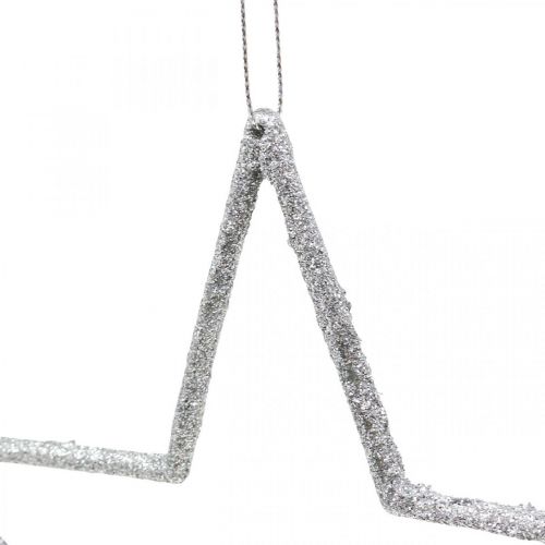 Article Pendentif étoile de décoration de Noël paillettes argentées 17,5 cm 9 pcs