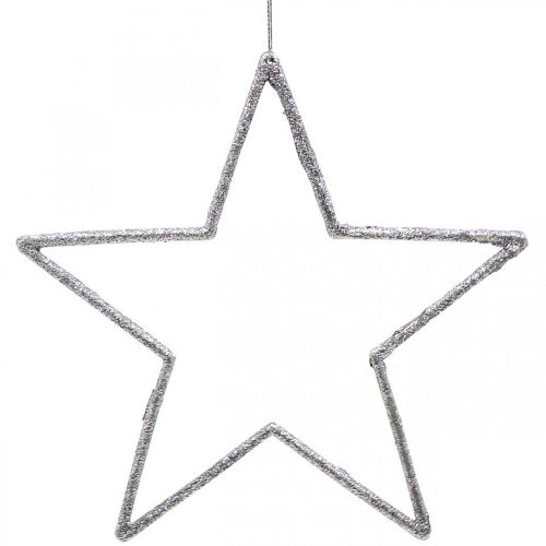 Floristik24 Pendentif étoile de décoration de Noël paillettes argentées 17,5 cm 9 pcs