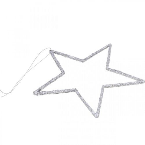 Article Pendentif étoile de décoration de Noël paillettes argentées 17,5 cm 9 pcs