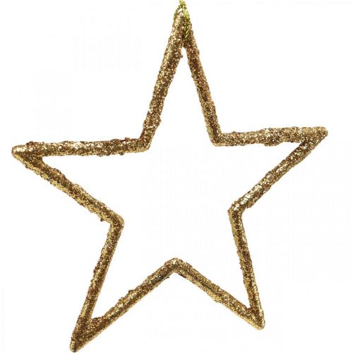 Article Étoiles pailletées, décorations de l&#39;avent, décorations étoiles à accrocher, décorations de Noël dorées 11,5 × 12cm 12pcs
