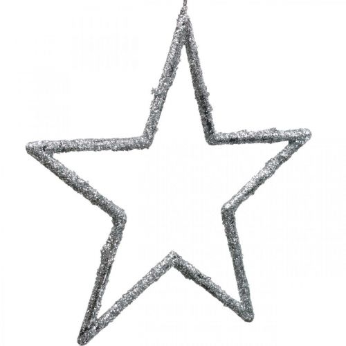 Article Etoile à accrocher, décorations d&#39;arbre de Noël, décoration étoile argent 11,5 × 12cm 12pcs