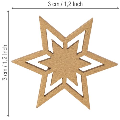 Étoiles décoratives en bois assorties, 3 cm, 72 pièces, pour la décoration de table et les loisirs créatifs | Floristik24.be
