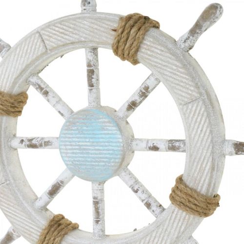 Floristik24 Décoration maritime, volant en bois naturel, bleu et blanc shabby chic Ø35cm