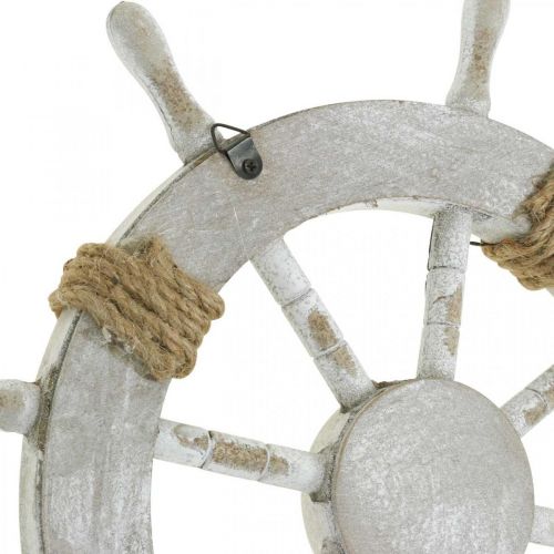 Floristik24 Décoration maritime, volant en bois naturel, bleu et blanc shabby chic Ø35cm