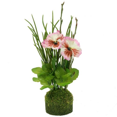 Floristik24 Pensée avec boule de mousse rose 31cm