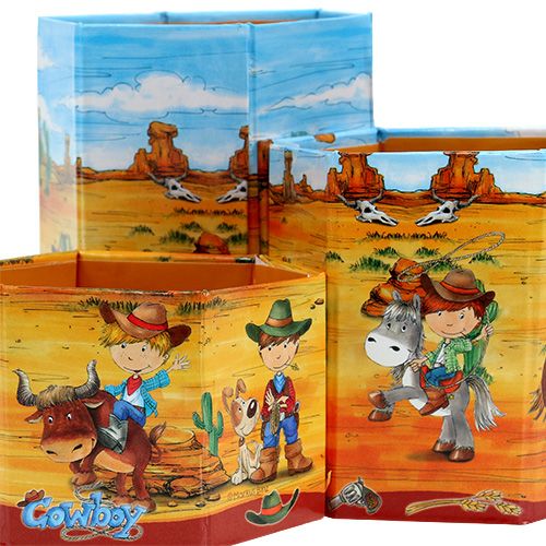 Floristik24 Ensemble porte-stylo motif cowboy H 6-12cm
