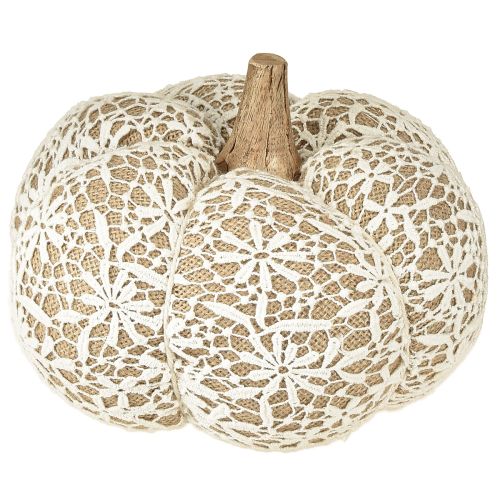 Floristik24 Décoration citrouille en tissu dentelle de jute blanc/beige décoration vintage Ø18cm
