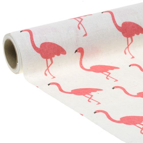 Floristik24 Tissu décoratif flamants blanc-fuchsia 30 cm x 3 m