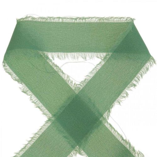 Article Ruban en tissu ruban décoratif à franges vert sauge 40mm 15m