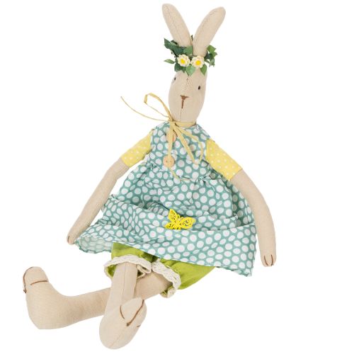 Article Lapin de Pâques en peluche, lapin de Pâques habillé, lapine H43cm