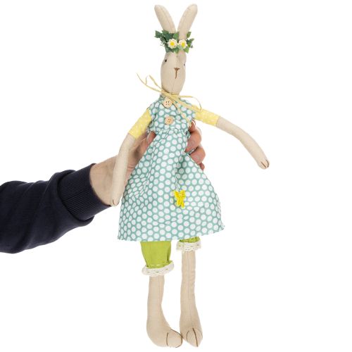 Article Lapin de Pâques en peluche, lapin de Pâques habillé, lapine H43cm
