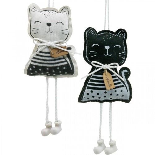 Chats en tissu à accrocher, décoration printanière, décoration cintre chat, décoration cadeau 4pcs