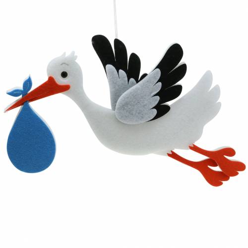 Floristik24 Cigogne décorative à suspendre bleue 45,5cm x 39cm x 2cm