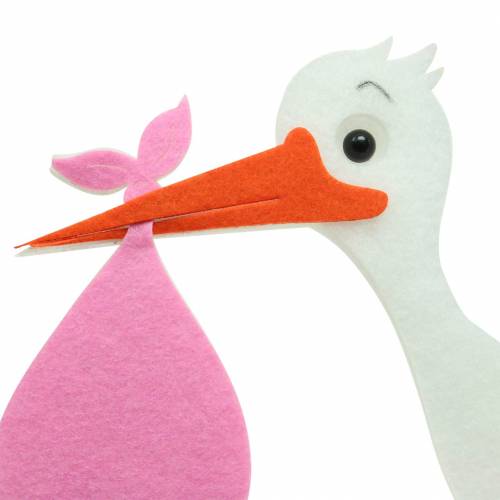 Floristik24 Cigogne décorative à suspendre rose 45,5cm x 39cm x 2cm