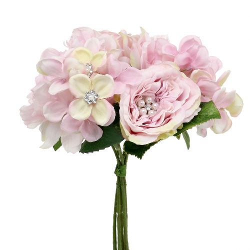 Bouquet rose avec perles 29 cm