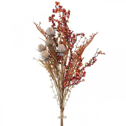 Plantes artificielles décoration automne chardons baies fougères bouquet 65cm