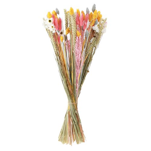 Article Bouquet de fleurs séchées et grains rose jaune bleu 55cm